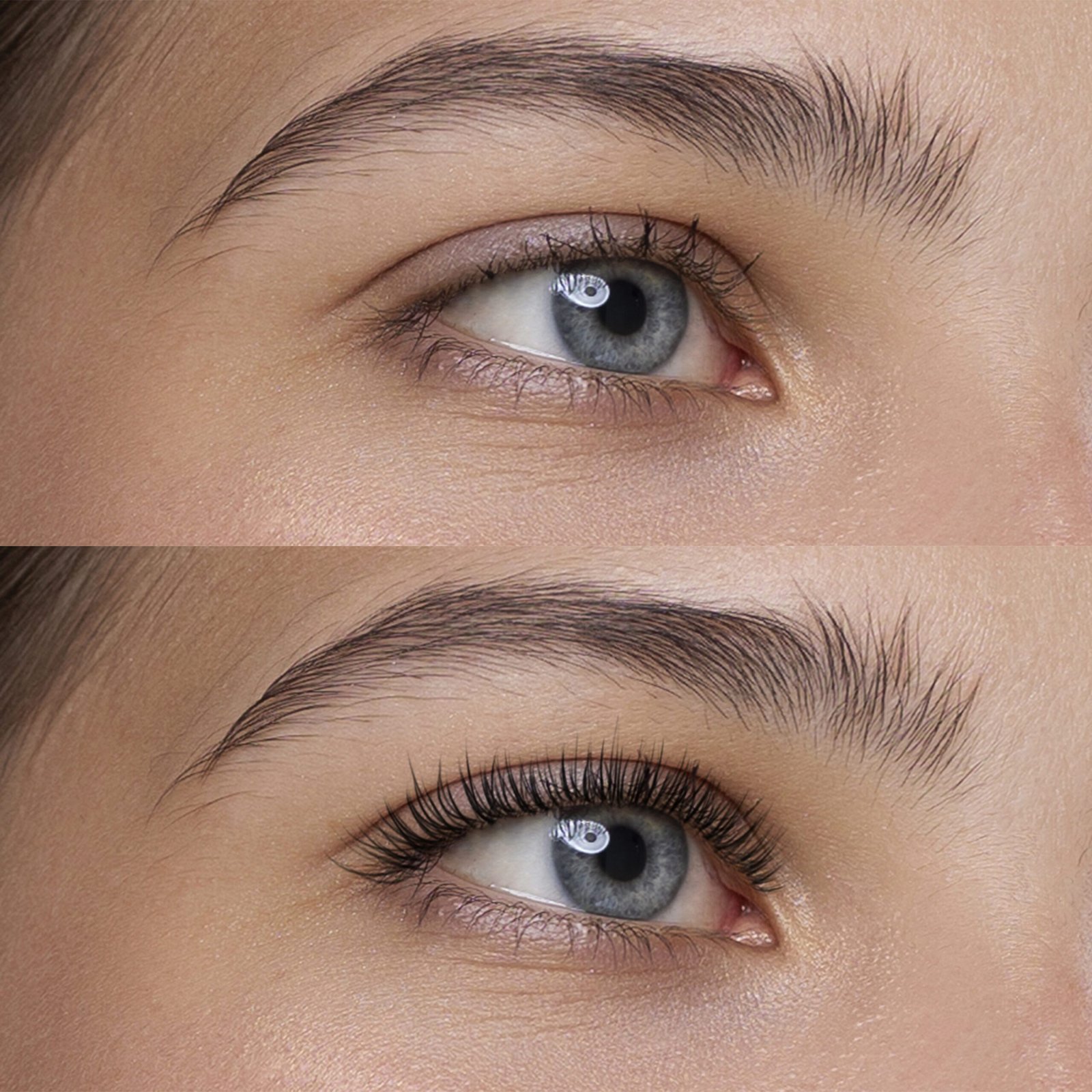 Extension de cils effet naturel et volume réalisée au salon LEA BEAUTY - regard sublimé